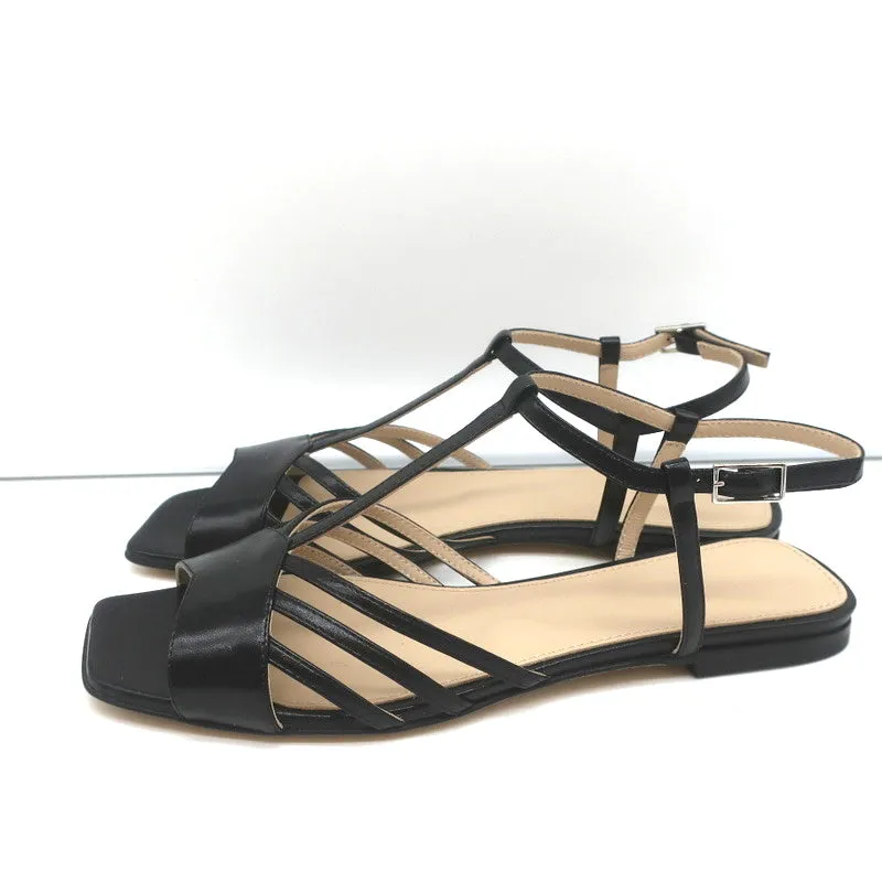Sandales à bride Theory V en cuir noir taille 38.5 Escarpins à bride arrière NEUF