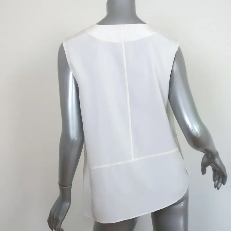 Tibi Blouse Asymétrique à Plis Crème Taille 6 Sans Manches Col en V