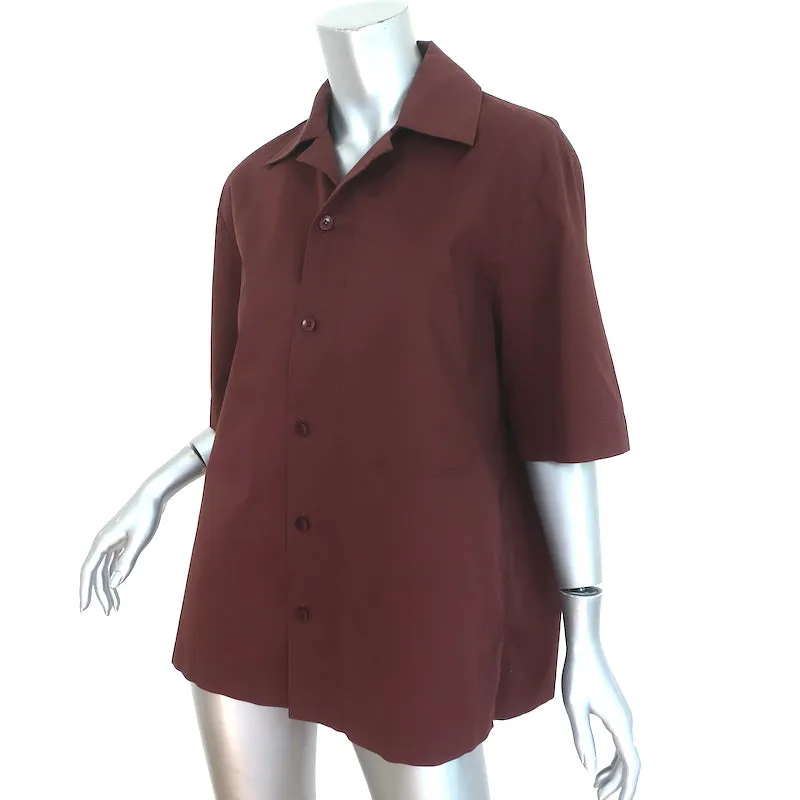 Chemise de camp Tibi en popeline de coton marron Taille moyenne Manches courtes
