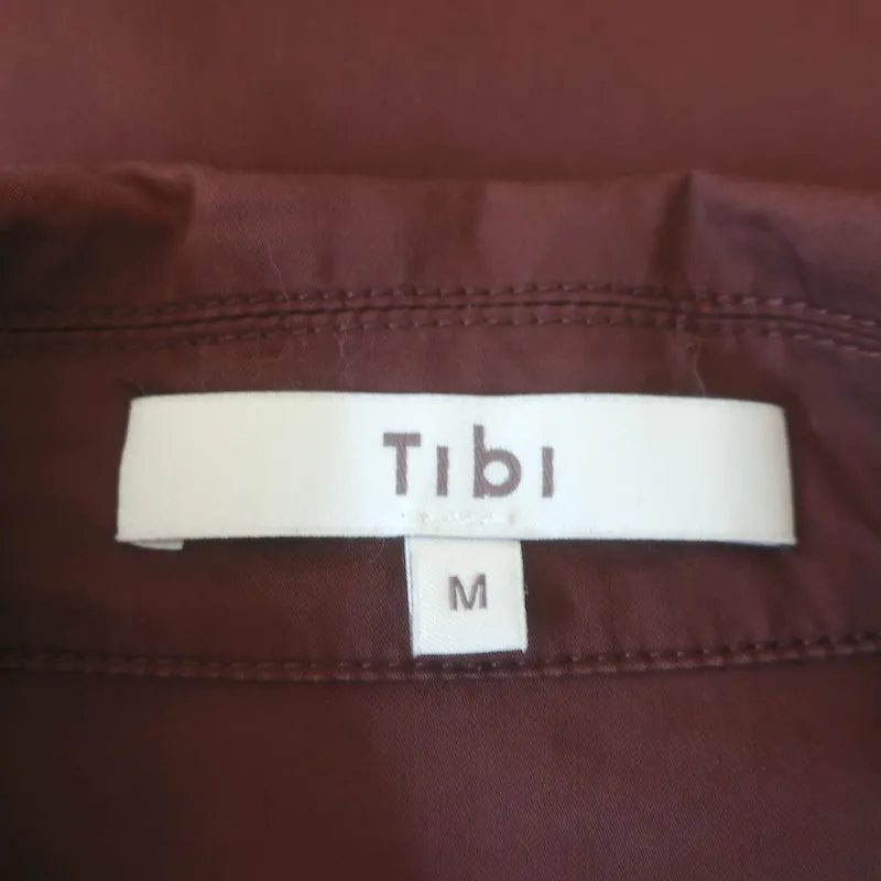 Chemise de camp Tibi en popeline de coton marron Taille moyenne Manches courtes