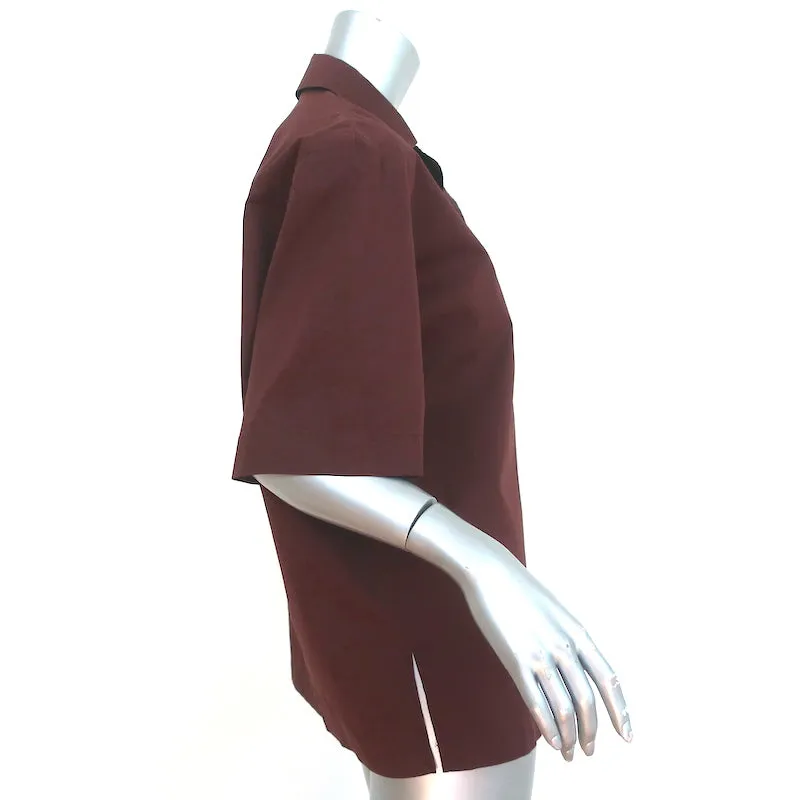 Chemise de camp Tibi en popeline de coton marron Taille moyenne Manches courtes