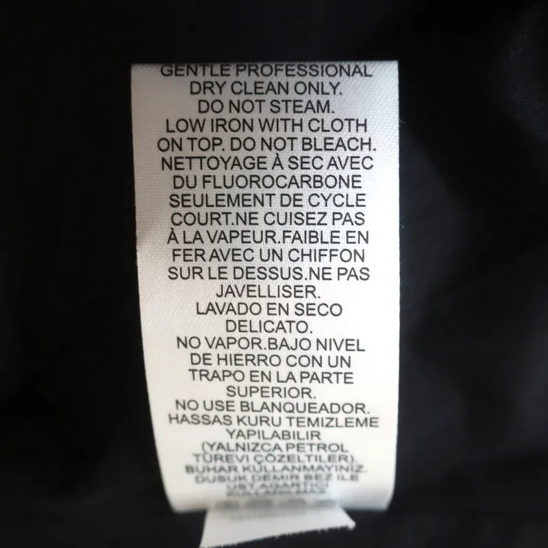 Tibi Blouse Noire en Crêpe à Manches Ruched Taille 4 avec Fermeture Éclair dans le Dos NEUVE
