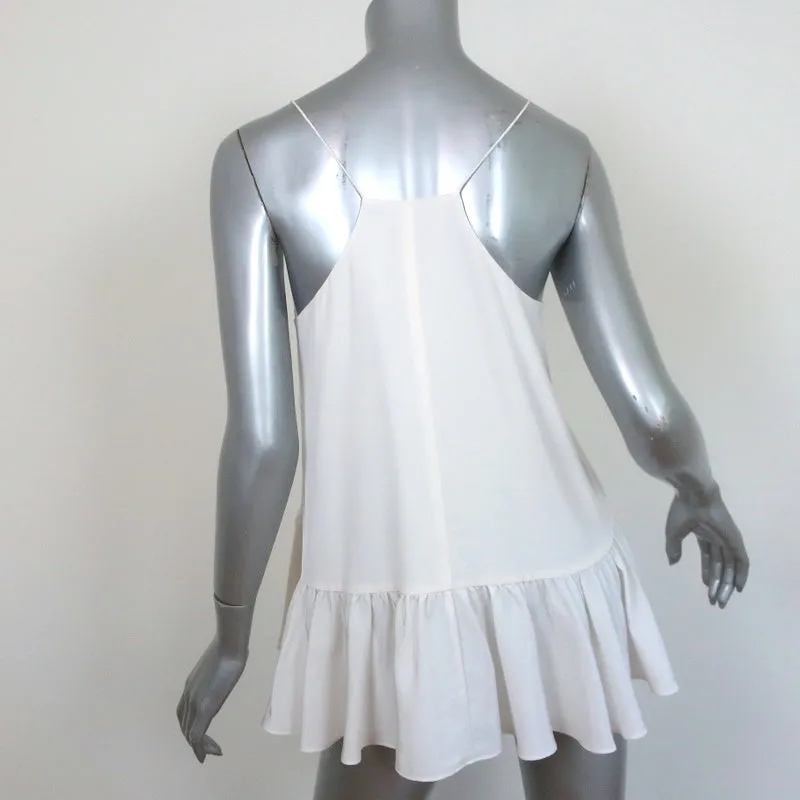 Tibi Ruffle Cami Top en Soie Blanche Taille 6