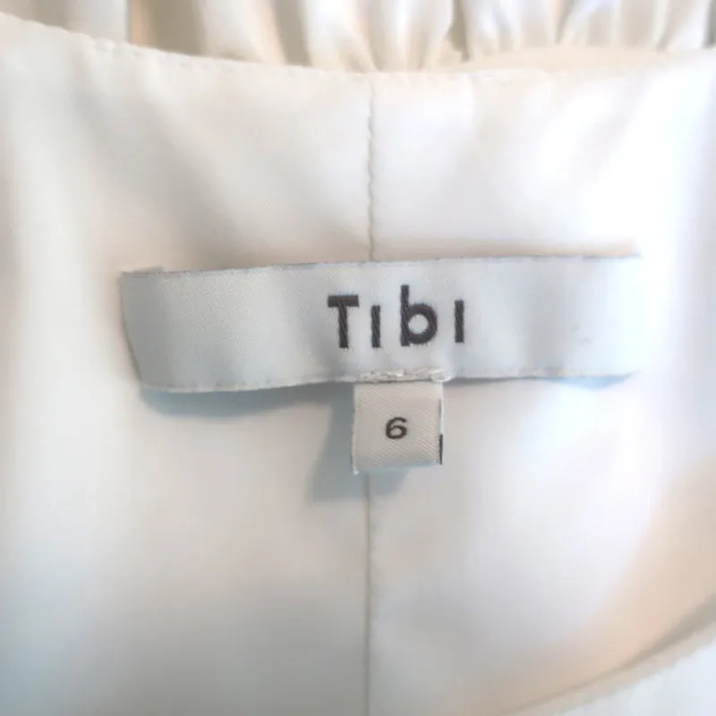 Tibi Ruffle Cami Top en Soie Blanche Taille 6