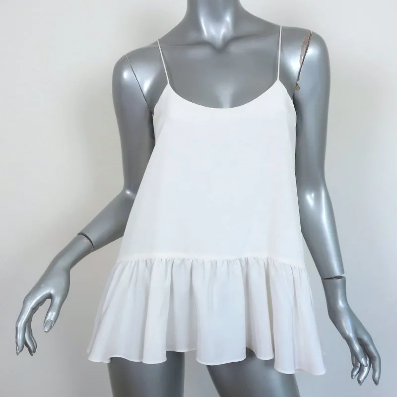 Tibi Ruffle Cami Top en Soie Blanche Taille 6
