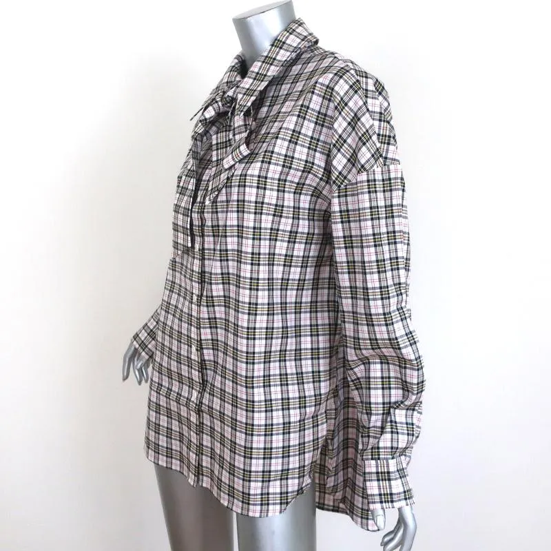 Chemise Tibi à col noué, motif Kingston, taille moyenne, haut à manches longues avec fermeture éclair dans le dos, NEUF
