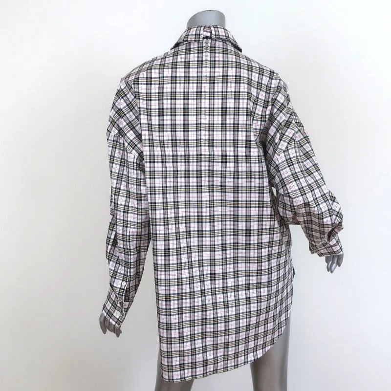 Chemise Tibi à col noué, motif Kingston, taille moyenne, haut à manches longues avec fermeture éclair dans le dos, NEUF