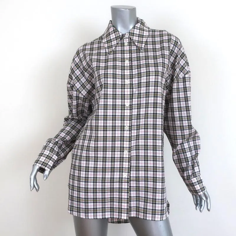 Chemise Tibi à col noué, motif Kingston, taille moyenne, haut à manches longues avec fermeture éclair dans le dos, NEUF