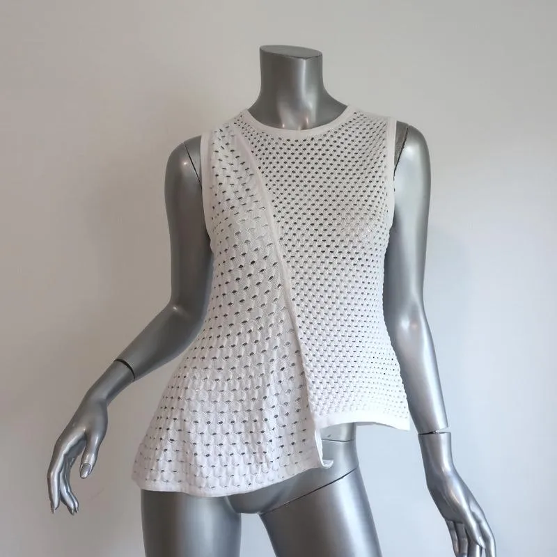 Timo Weiland Haut asymétrique blanc en maille tricotée Taille Très Petite NEUF