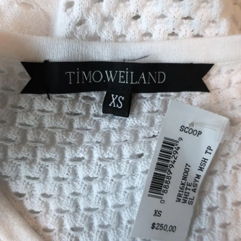 Timo Weiland Haut asymétrique blanc en maille tricotée Taille Très Petite NEUF