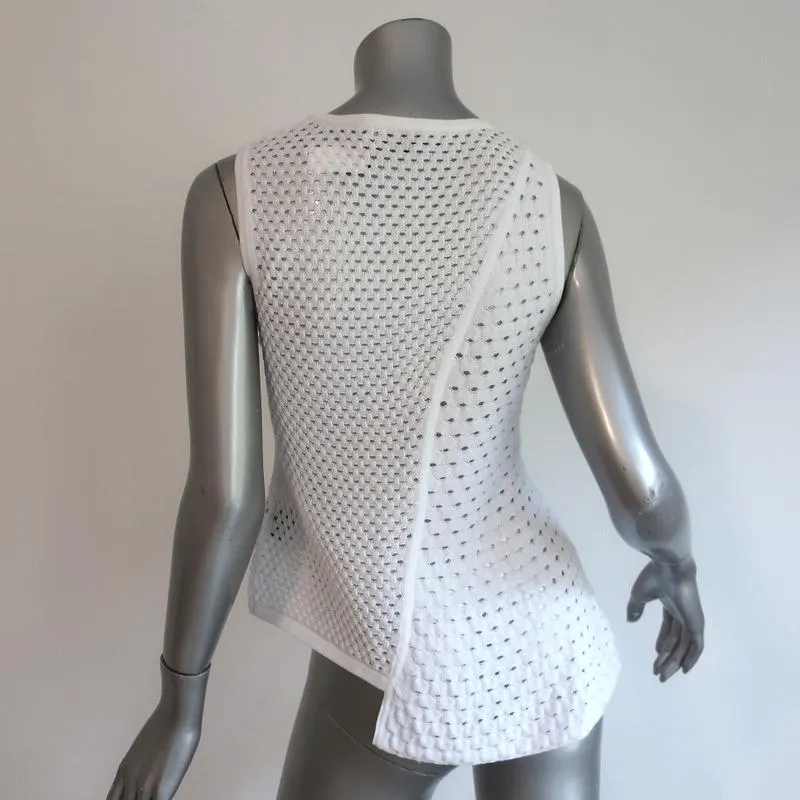 Timo Weiland Haut asymétrique blanc en maille tricotée Taille Très Petite NEUF