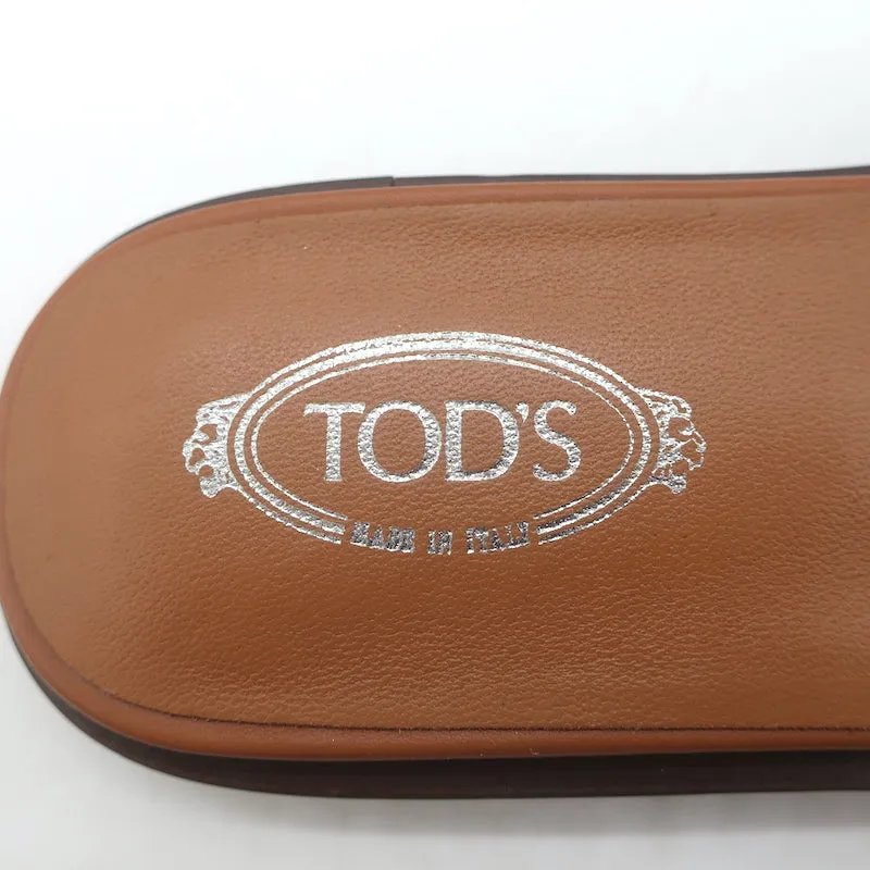 Tod's Sandales Kate à Clous en Cuir Marron Taille 36.5 NEUVE