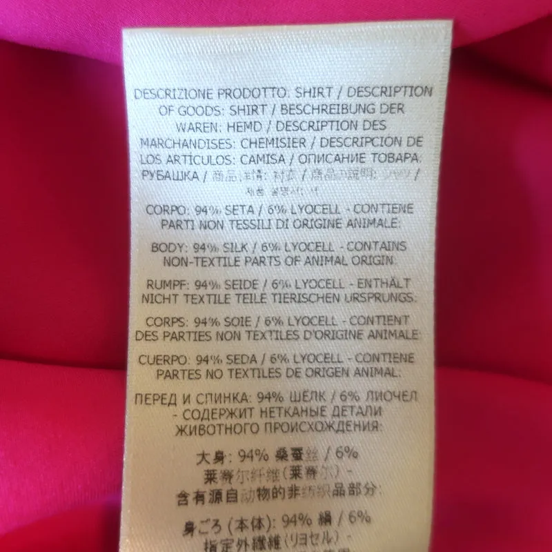 Tom Ford Chemise Satin Oversized Rose Vif en Soie Mixte Taille 42 Manches Longues