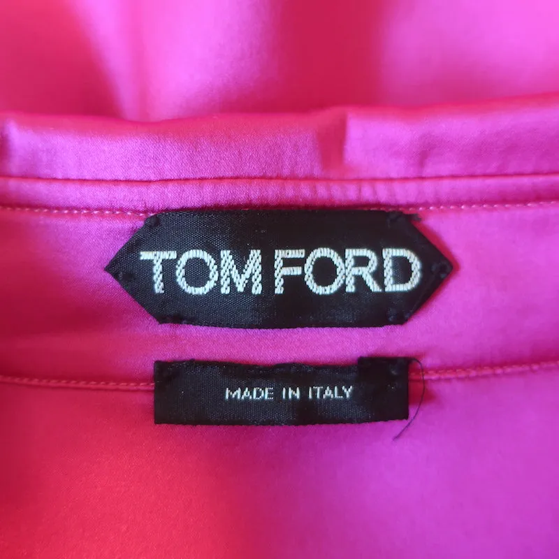 Tom Ford Chemise Satin Oversized Rose Vif en Soie Mixte Taille 42 Manches Longues