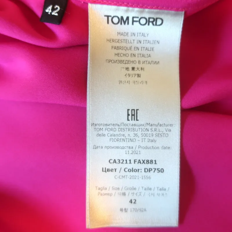 Tom Ford Chemise Satin Oversized Rose Vif en Soie Mixte Taille 42 Manches Longues