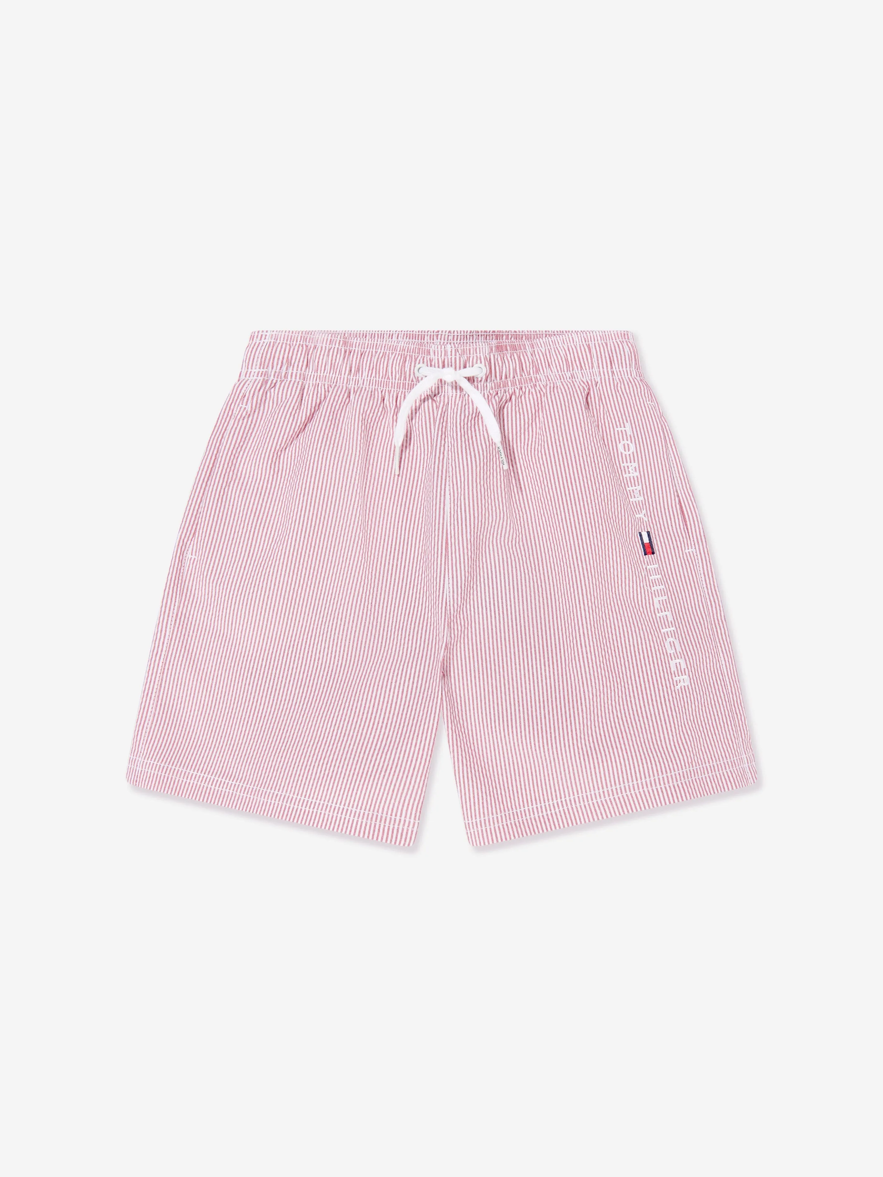 Tommy Hilfiger Short de Bain à Cordon Moyen pour Garçons en Rouge