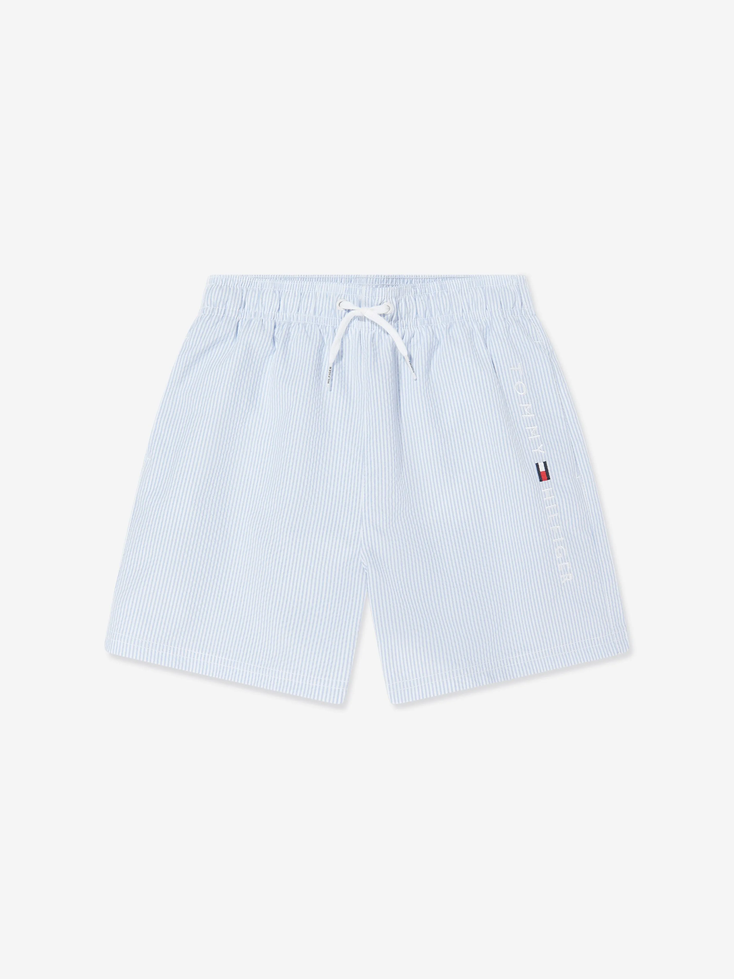 Short de bain rayé pour garçons Tommy Hilfiger en bleu