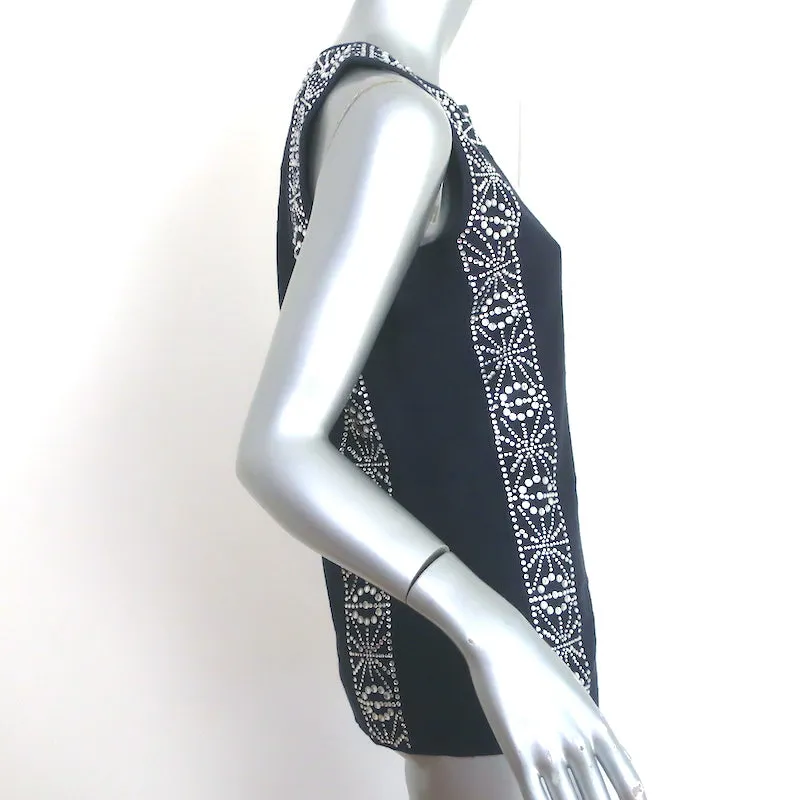 Tory Burch Haut à embellissements cristaux Taille 4 Blouse sans manches en lin marine