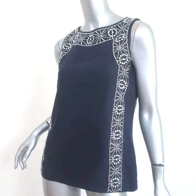 Tory Burch Haut à embellissements cristaux Taille 4 Blouse sans manches en lin marine