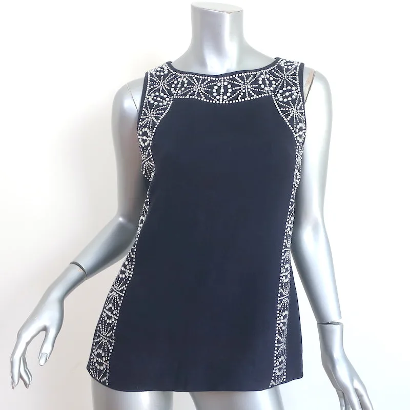 Tory Burch Haut à embellissements cristaux Taille 4 Blouse sans manches en lin marine