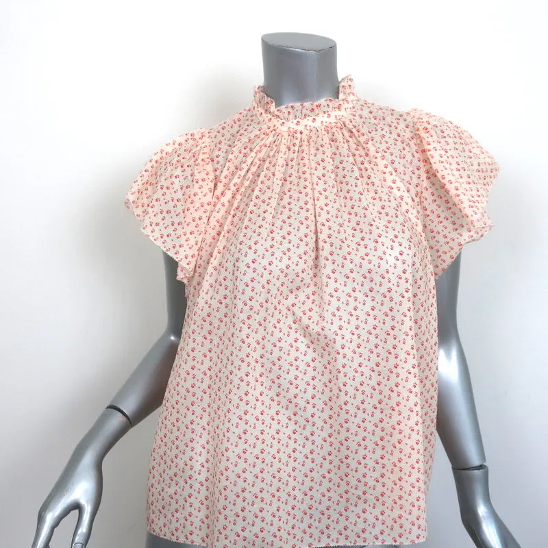 Trovata Birds of Paradis Carla Blouse Cerise Imprimé Floral Ditsy Taille Petite NEUF