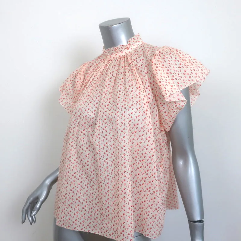 Trovata Birds of Paradis Carla Blouse Cerise Imprimé Floral Ditsy Taille Petite NEUF