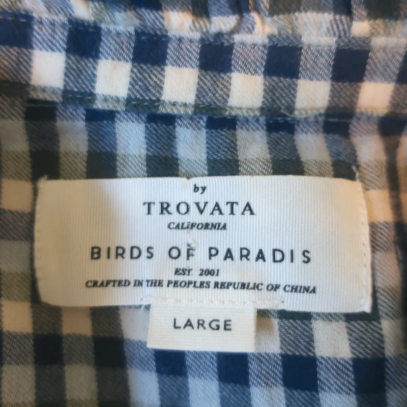Trovata Birds of Paradis Chemise Helena à Volants Bleu Vérifié Taille Large