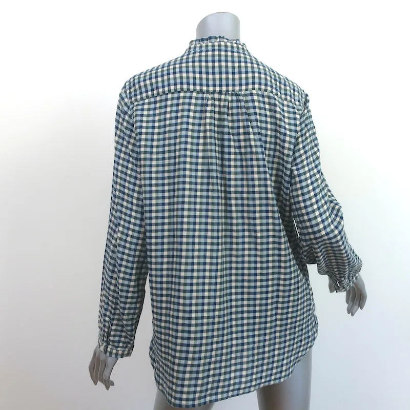 Trovata Birds of Paradis Chemise Helena à Volants Bleu Vérifié Taille Large