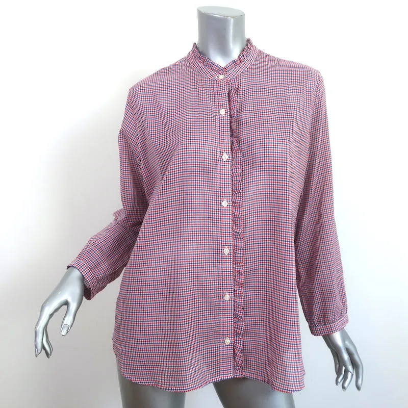Trovata Birds of Paradis Chemise à Volants Helena à Carreaux Mini Rouge/Bleu Taille L
