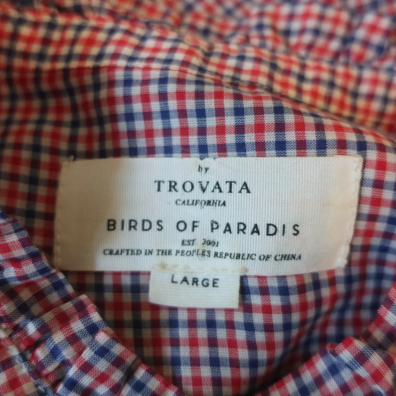Trovata Birds of Paradis Chemise à Volants Helena à Carreaux Mini Rouge/Bleu Taille L