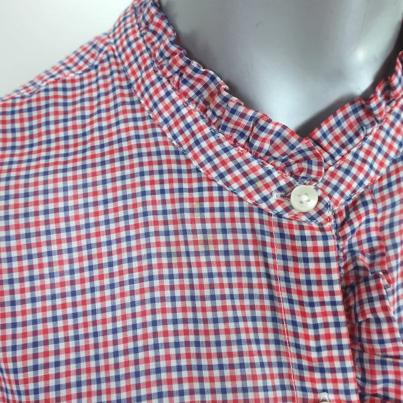 Trovata Birds of Paradis Chemise à Volants Helena à Carreaux Mini Rouge/Bleu Taille L