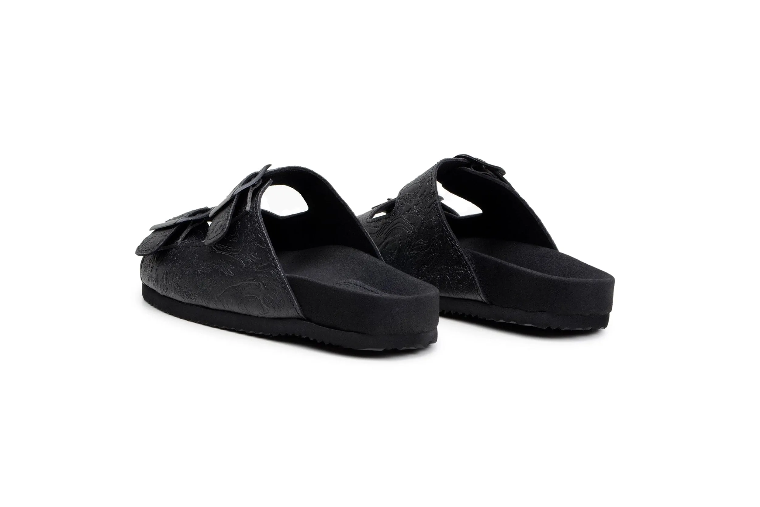 Sandales à deux brides pour femmes en similicuir Truda | Noir à motifs