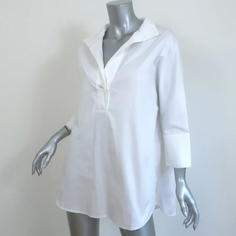Tuckernuck Willow Blouse à Boutons Faux Perle Blanc Coton Élastique Taille Petite NEUVE