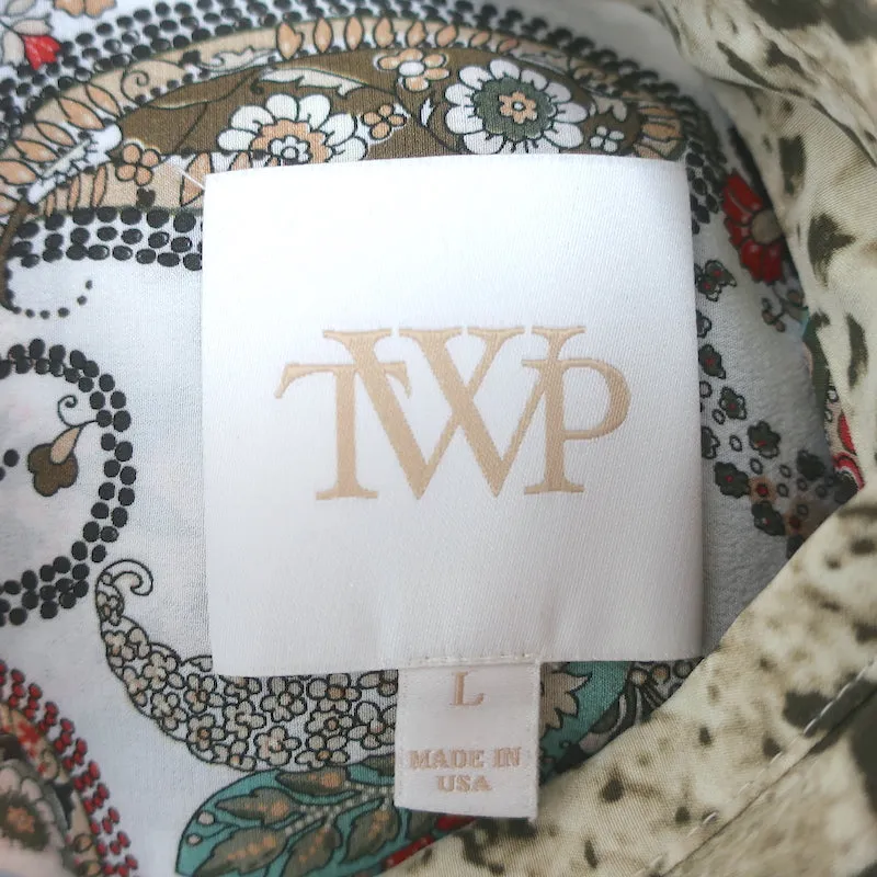 TWP Chemise de pyjama petit ami Imprimé Paisley et peau de serpent Soie Taille Large Haut à manches longues