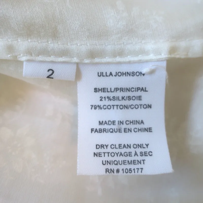 Ulla Johnson Haut à manches ballon Aria en organza imprimé floral couleur crème taille 2