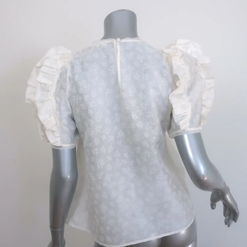Ulla Johnson Haut à manches ballon Aria en organza imprimé floral couleur crème taille 2