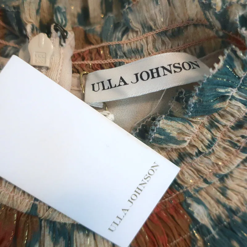 Blouse Ulla Johnson Noor Nimbus Imprimé Métallisé Taille 4 Haut à Manches Évêques NEUF