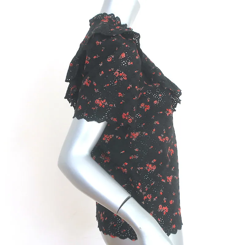 Ulla Johnson Haut Brodé à Oillets Choux Imprimé Florale Noir en Coton Taille 0