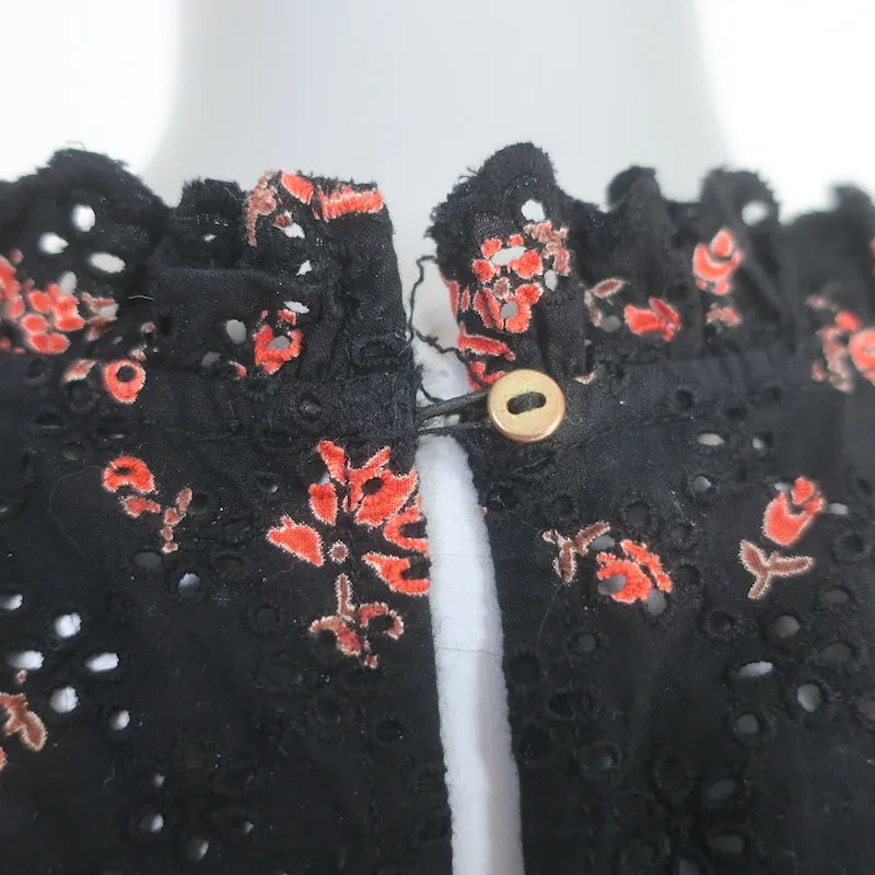 Ulla Johnson Haut Brodé à Oillets Choux Imprimé Florale Noir en Coton Taille 0