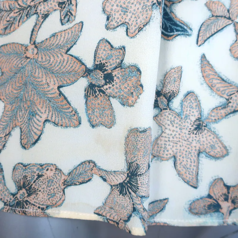 Ulla Johnson Desdra Haut Crème Imprimé Soie Taille 6 Blouse à Manches Bouffantes