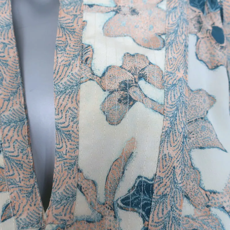 Ulla Johnson Desdra Haut Crème Imprimé Soie Taille 6 Blouse à Manches Bouffantes