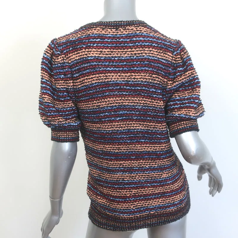 Ulla Johnson Haut en maille rayé à manches bouffantes Elara multicolore Taille M