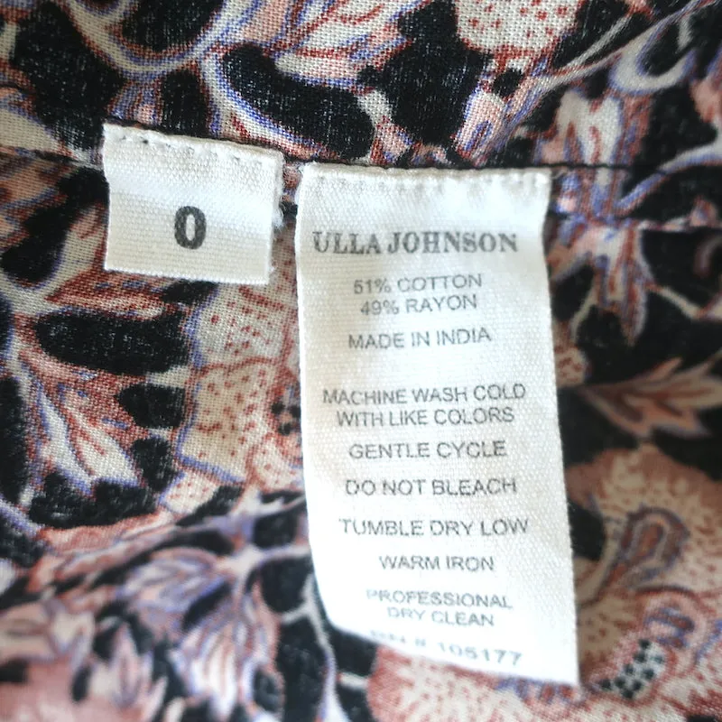 Ulla Johnson Evie Haut à Manches Ballon Noir/Imprimé Fleuri Multicolore en Coton Mixte Taille 0