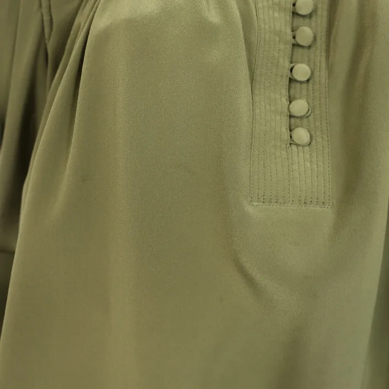 Ulla Johnson Blouse Lela à manches ballon en soie olive Taille 10