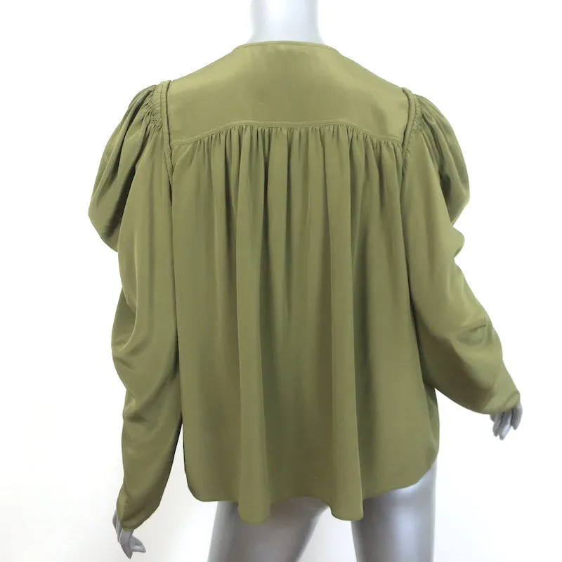 Ulla Johnson Blouse Lela à manches ballon en soie olive Taille 10