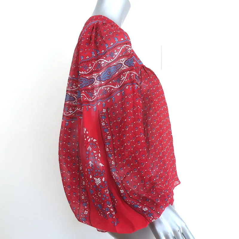 Ulla Johnson Minou Blouse Rouge Imprimé Paisley en Mousseline Taille 2 Haut à Manches Longues NEUF