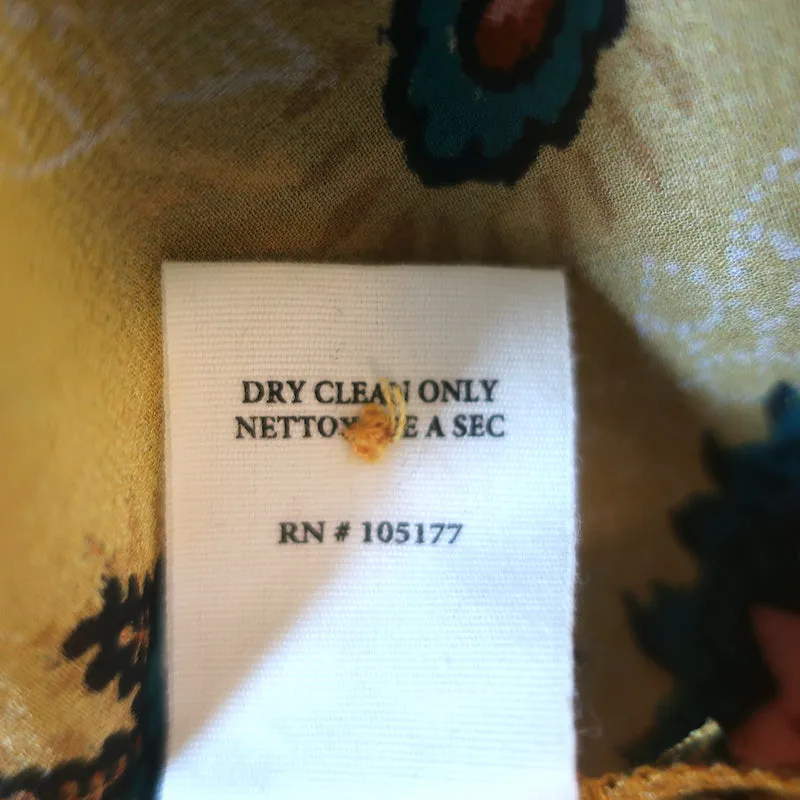 Ulla Johnson Miray Blouse Moutarde Imprimé Floral Chiffon Taille 14 Haut à Manches Longues