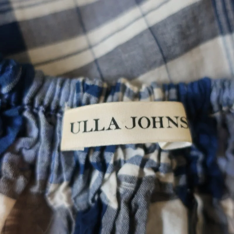 Ulla Johnson Blouse débardeur Amania Bleu à carreaux Taille 2 Haut à manches courtes
