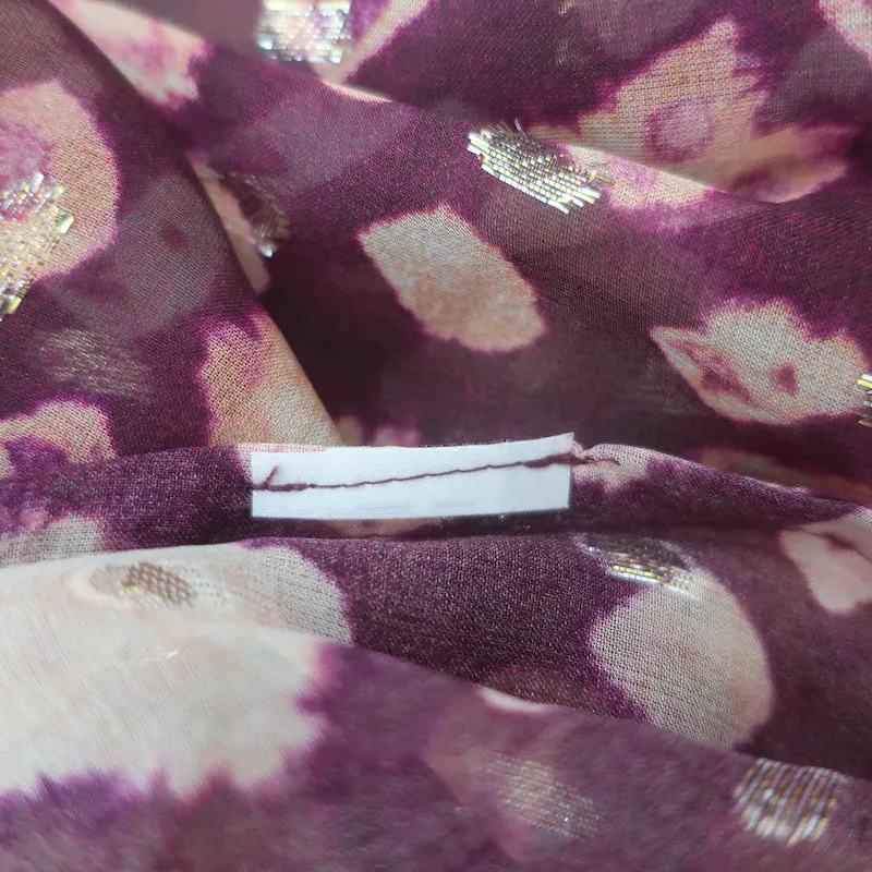 Ulla Johnson Sandrine Blouse Bordeaux en Chiffon Imprimé Taille 2 Haut à Manches Longues