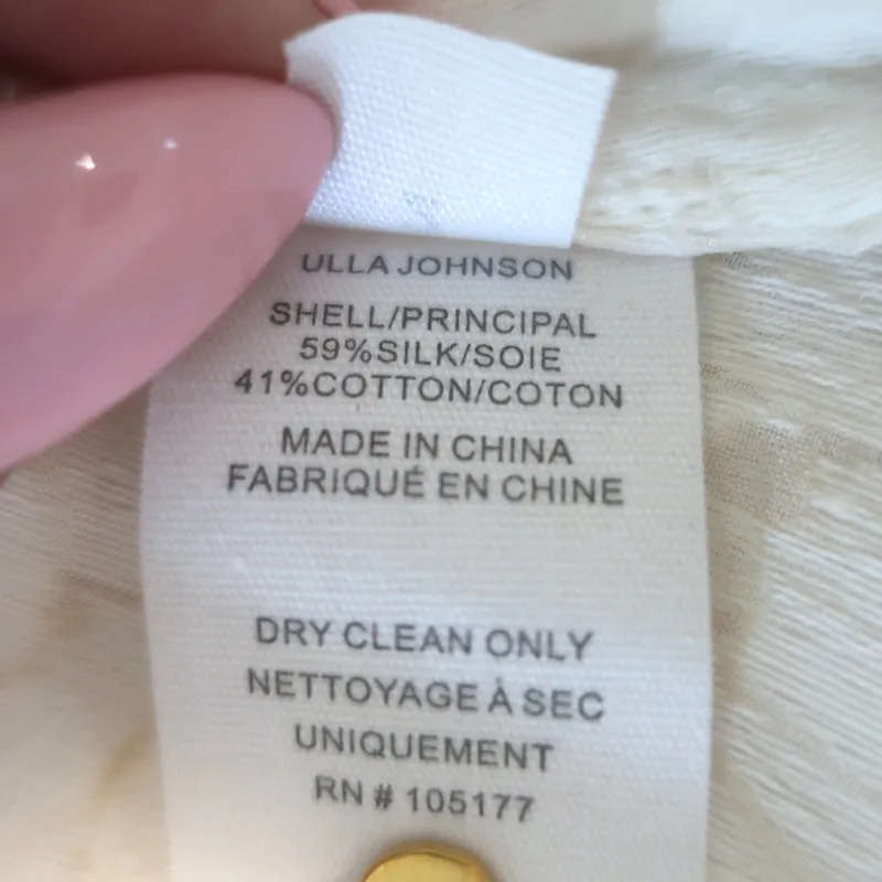 Ulla Johnson Sandrine Blouse Crème Imprimé Fleuri Taille 2 Haut à Manches Longues